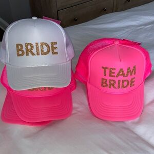 Pink and White Bride and Team Bride Hats